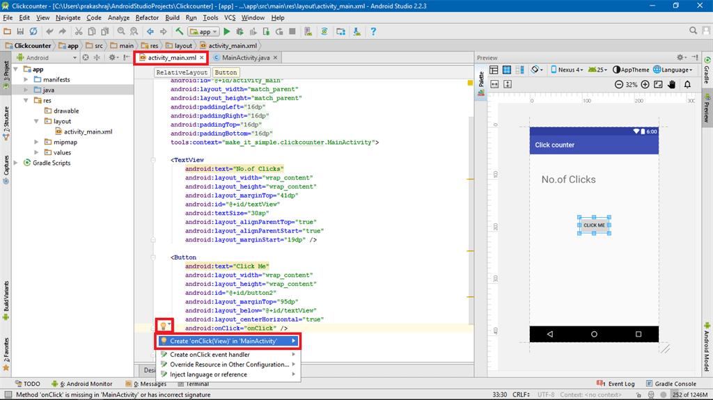 Create Simple Click Counter Android Application